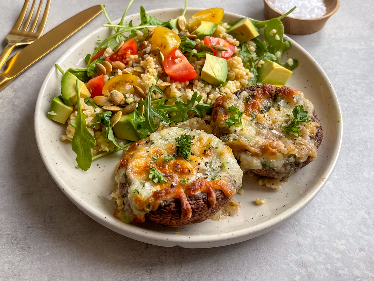 Fyldte portobello svampe