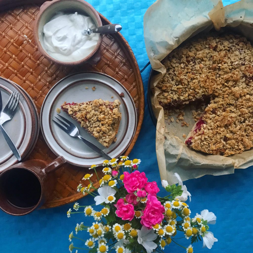 Hindbærkage med crumble